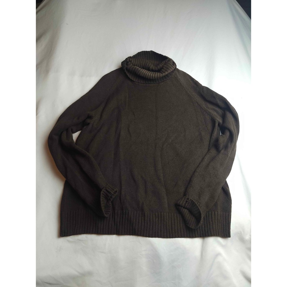 Jeanne Pierre Mens XL Brown Cotton Turtleneck Raglan Sleeve Knit Sweater